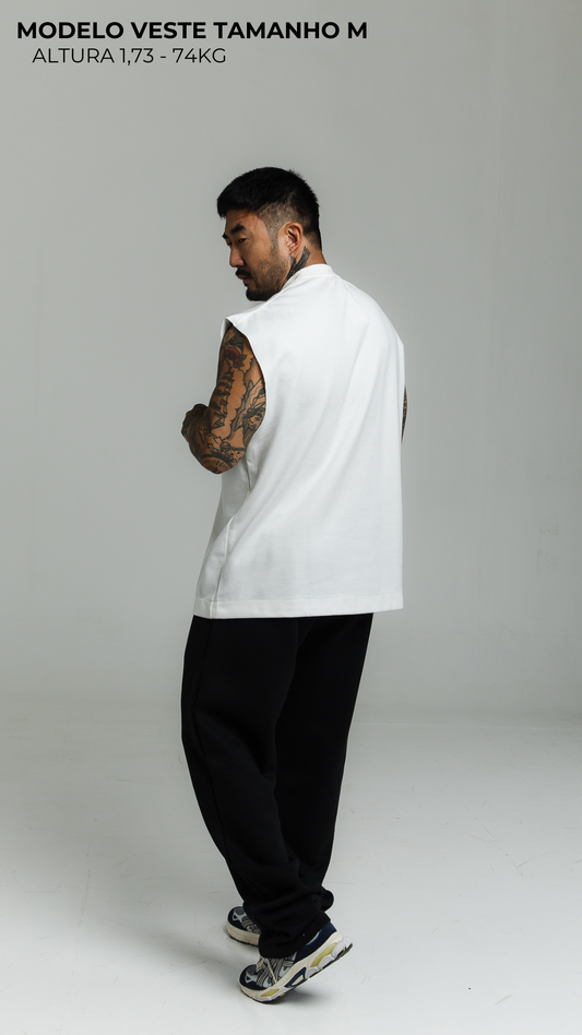CONJUNTO CALÇA PRETA E REGATA MACHÃO OFF WHITE