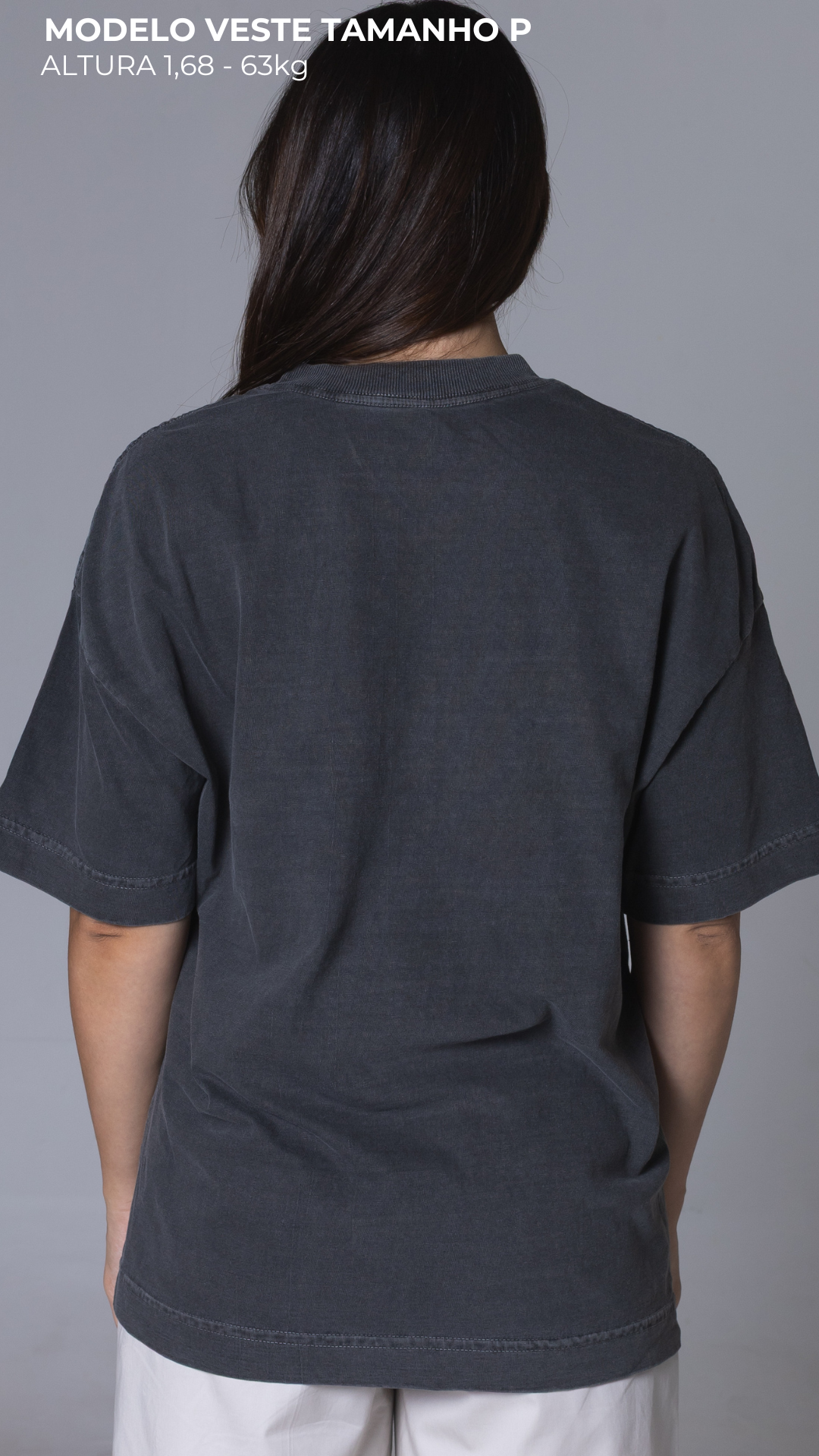 CAMISETA OVERSIZED CINZA CHUMBO ESTONADA