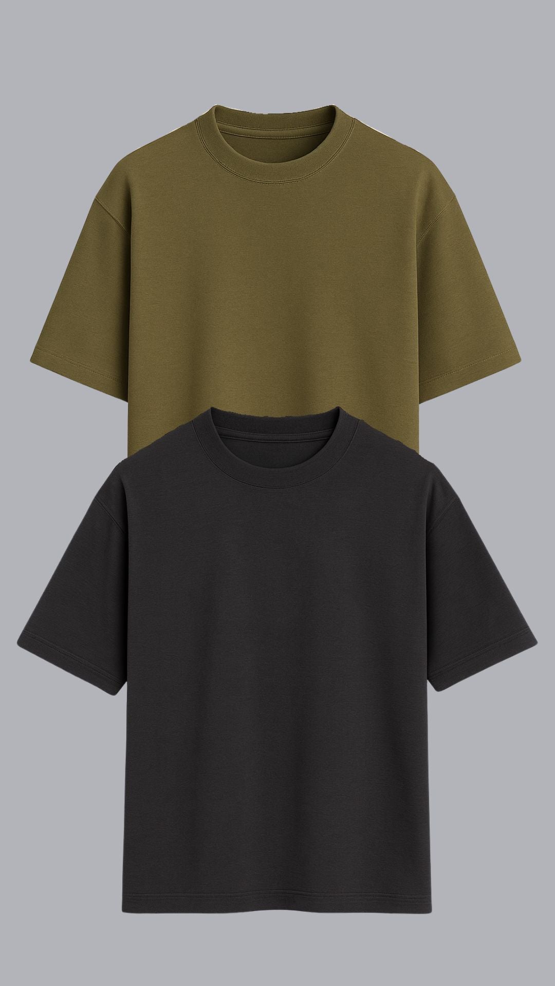KIT 2 CAMISETAS OVERSIZED VERDE E CINZA ASFALTO