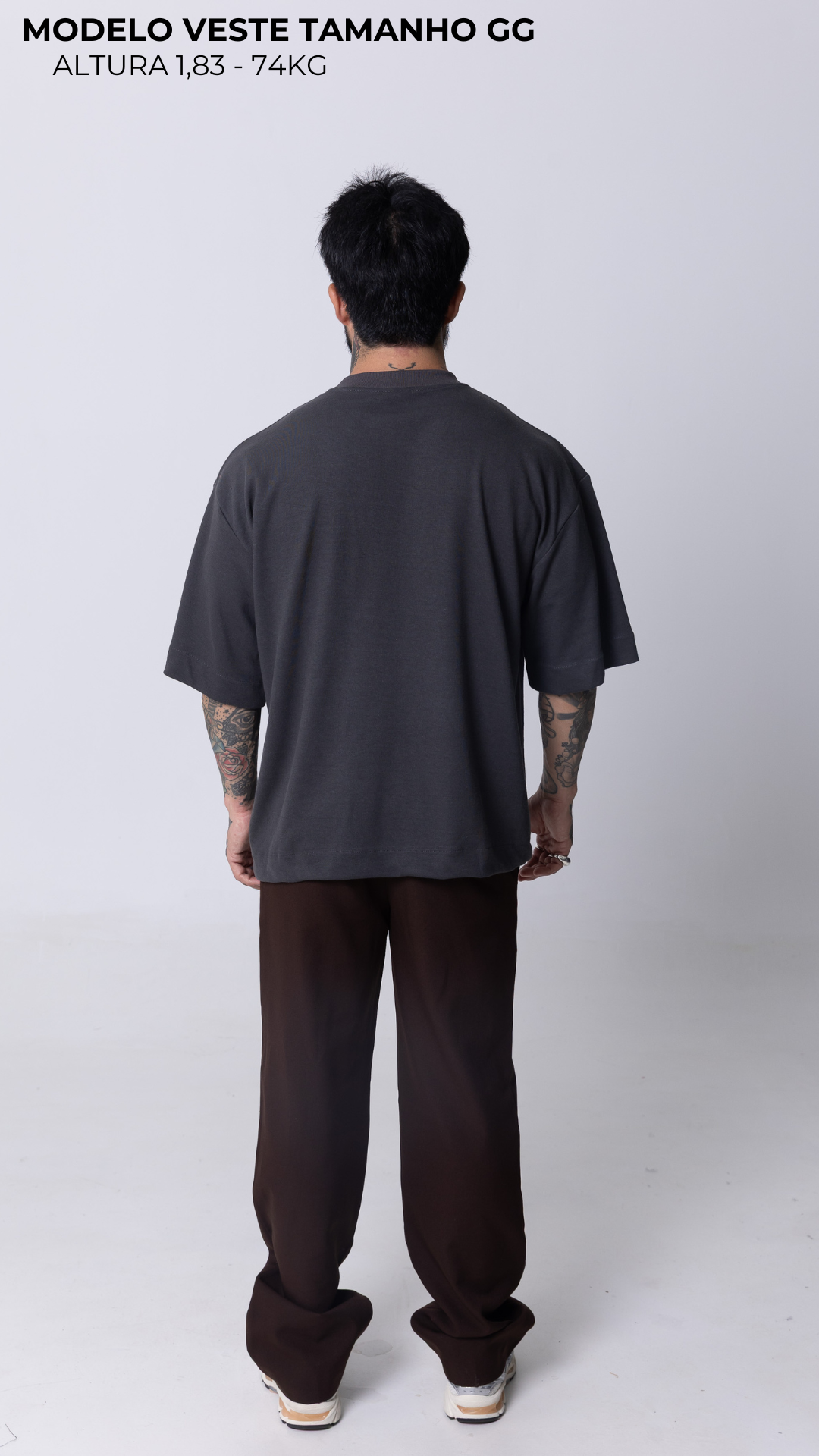 CAMISETA BOXY OVERSIZED CINZA ASFALTO