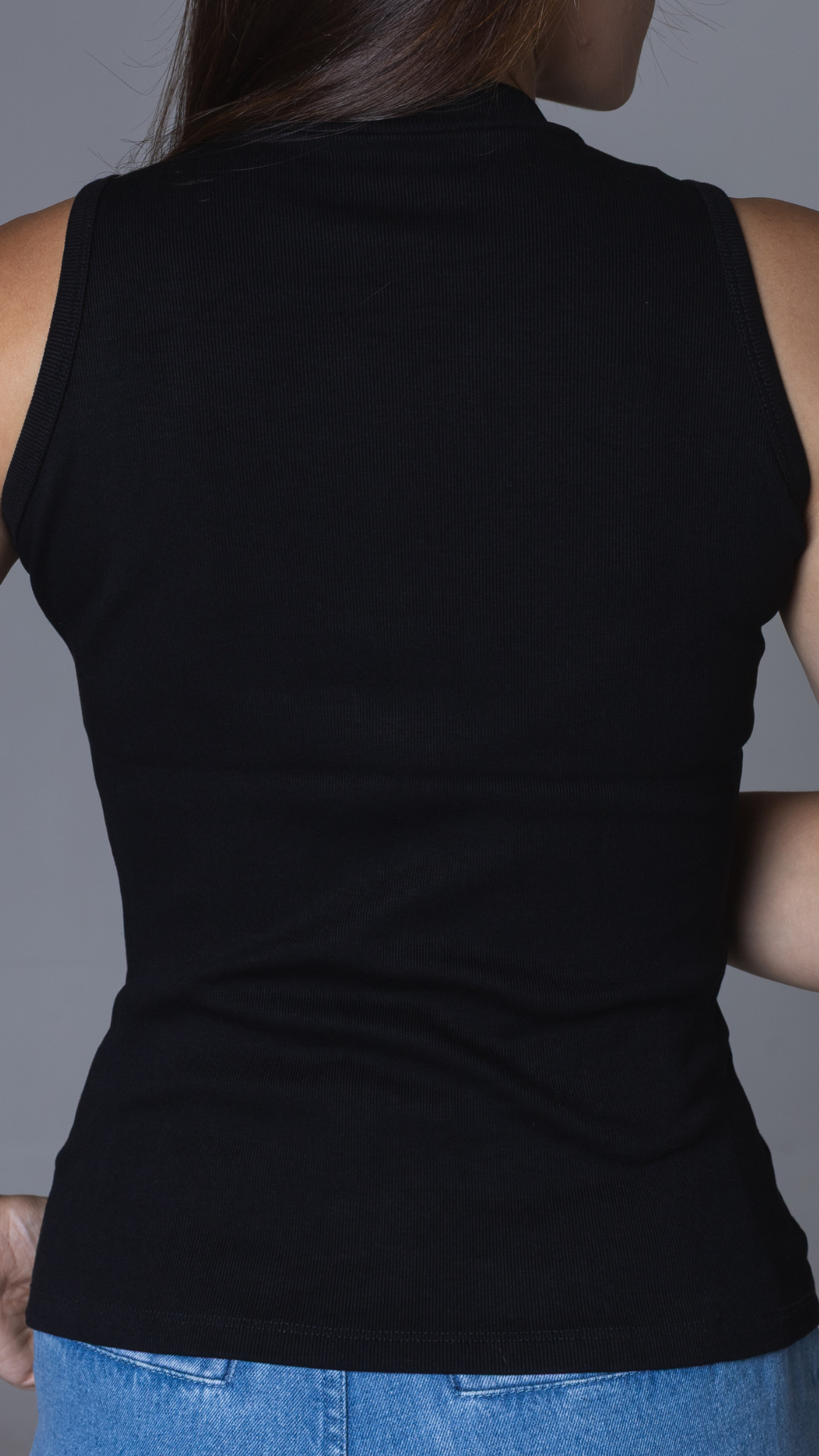 REGATA FEMININA CANELADA VISCOSE CAVA AMERICANA PRETA