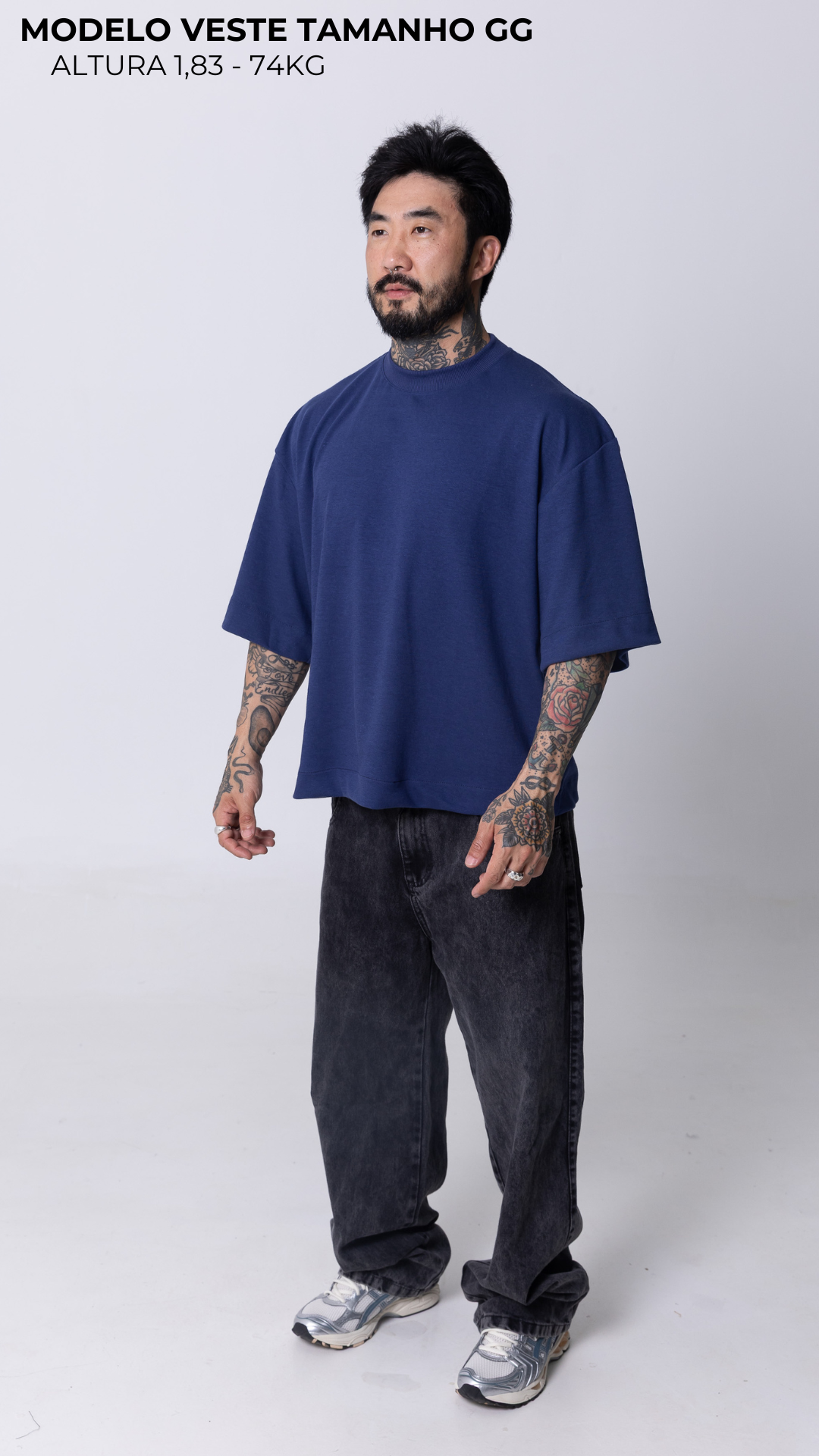 CAMISETA BOXY OVERSIZED AZUL MARINHO