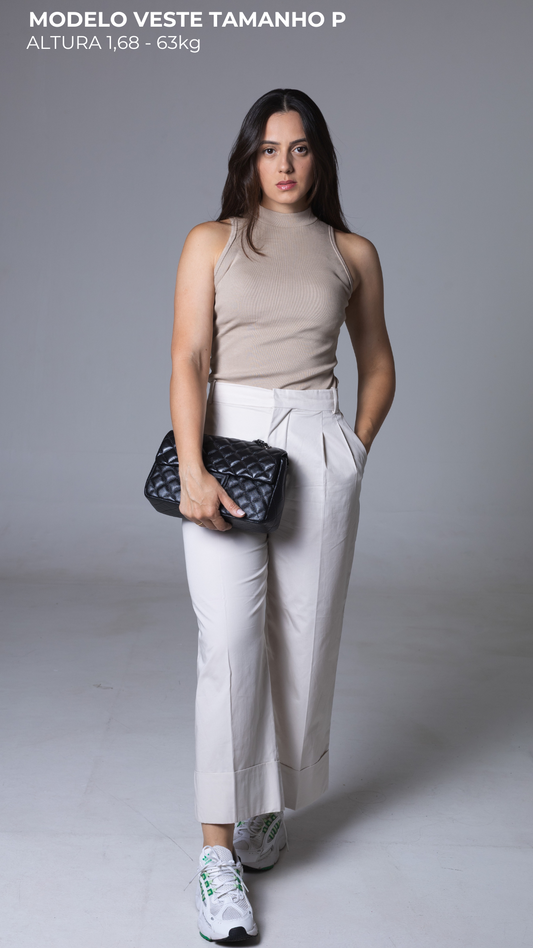 REGATA FEMININA CANELADA VISCOSE CAVA AMERICANA AREIA