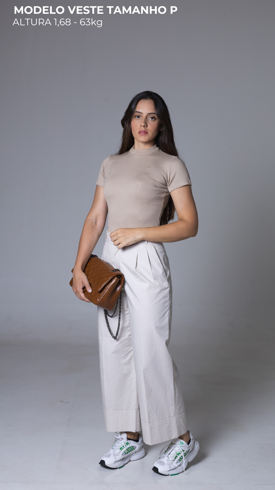 BABY LOOK MANGA CURTA CANELADA VISCOSE AREIA