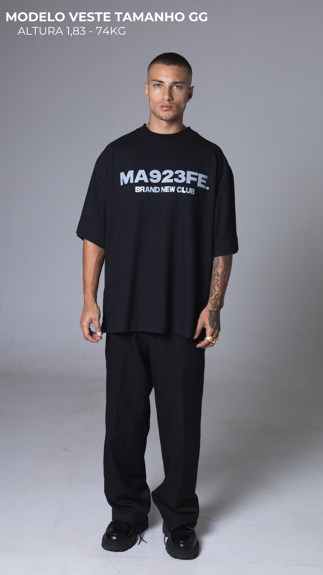 CAMISETA OVERSIZED MA923FE BRAND NEW CLUB PRETA