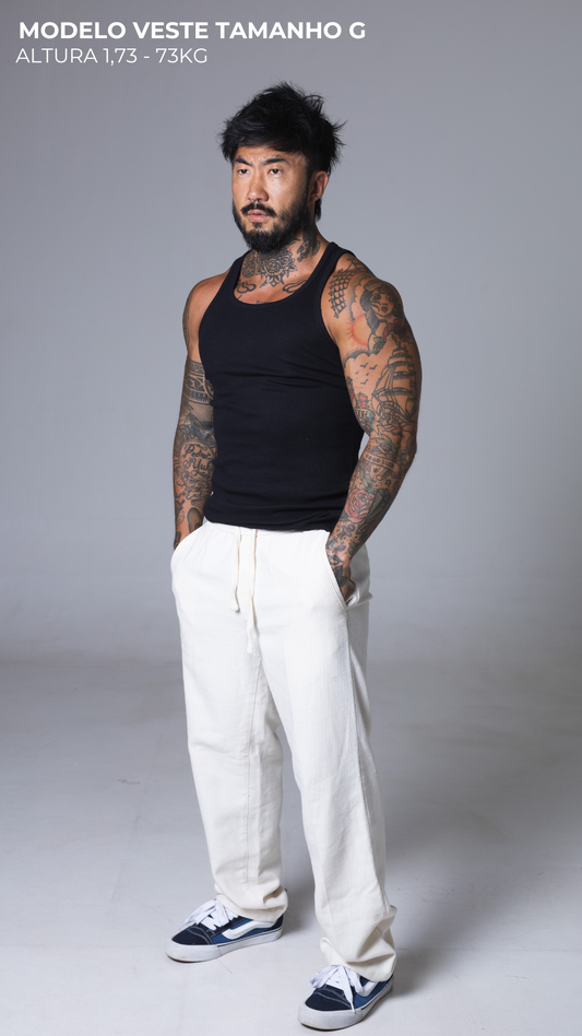 REGATA CANELADA SLIM PRETA