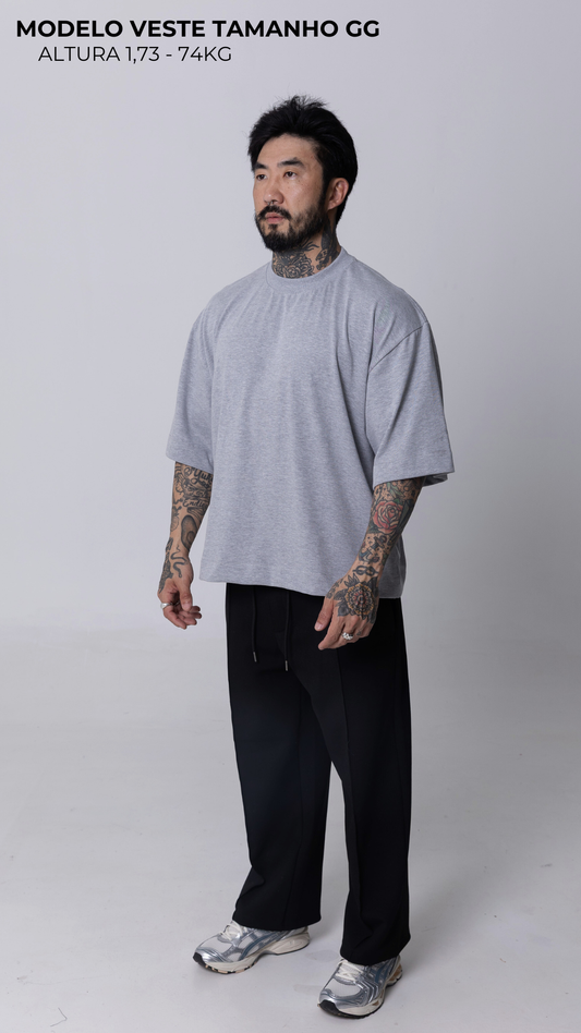 CAMISETA BOXY OVERSIZED CINZA MESCLA