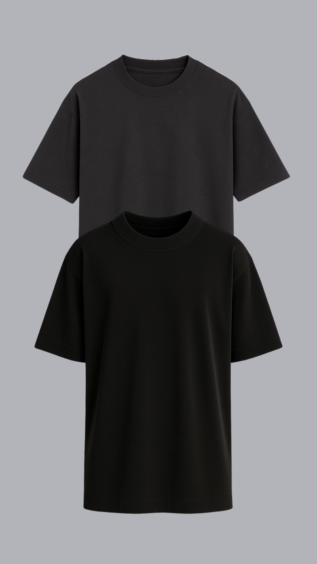 KIT 2 CAMISETAS OVERSIZED PRETA E CINZA ASFALTO