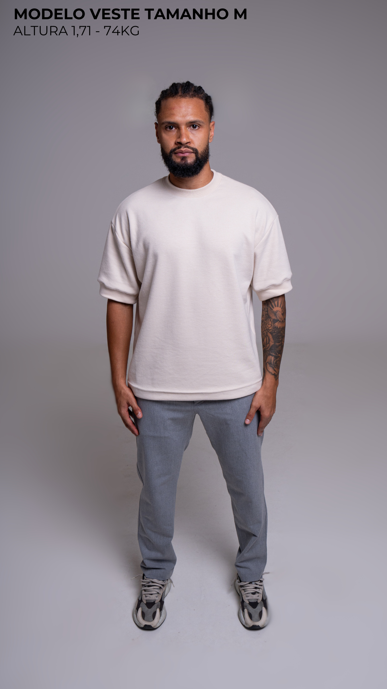 CAMISETA REGULAR FIT MANGA CURTA COR VANILLA