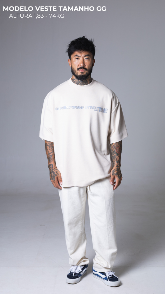 CAMISETA OVERSIZED MOLETOM STREETWEAR CONTEMPORANY VANILLA