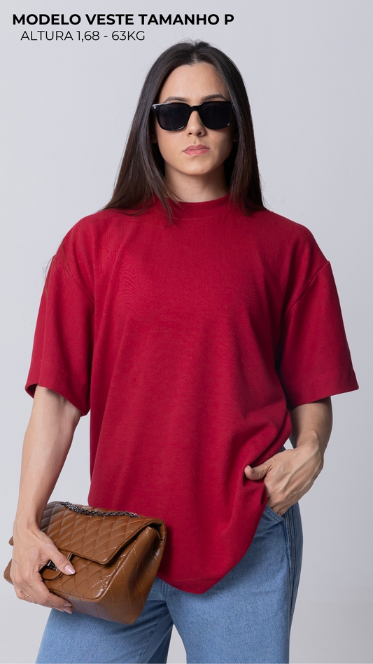CAMISETA OVERSIZED MOLETOM VERMELHA