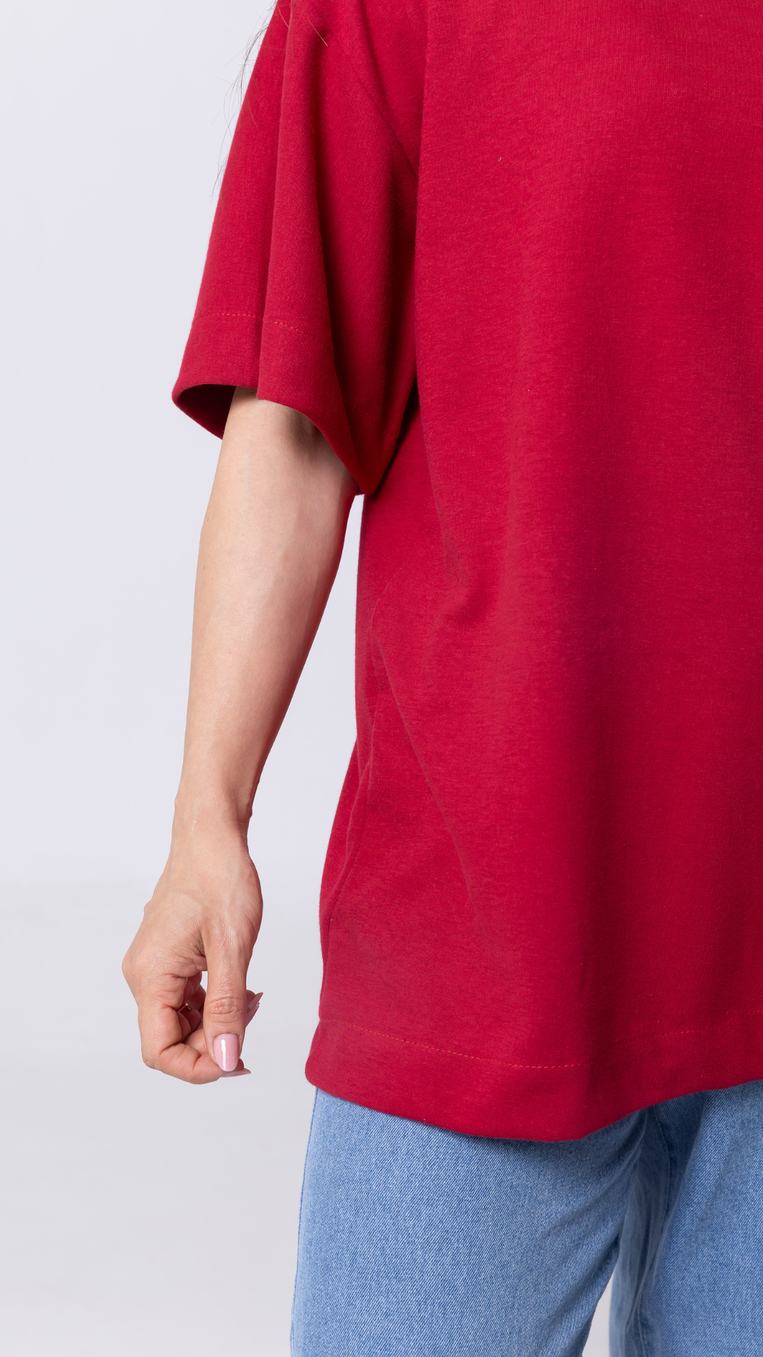 CAMISETA OVERSIZED MOLETOM VERMELHA
