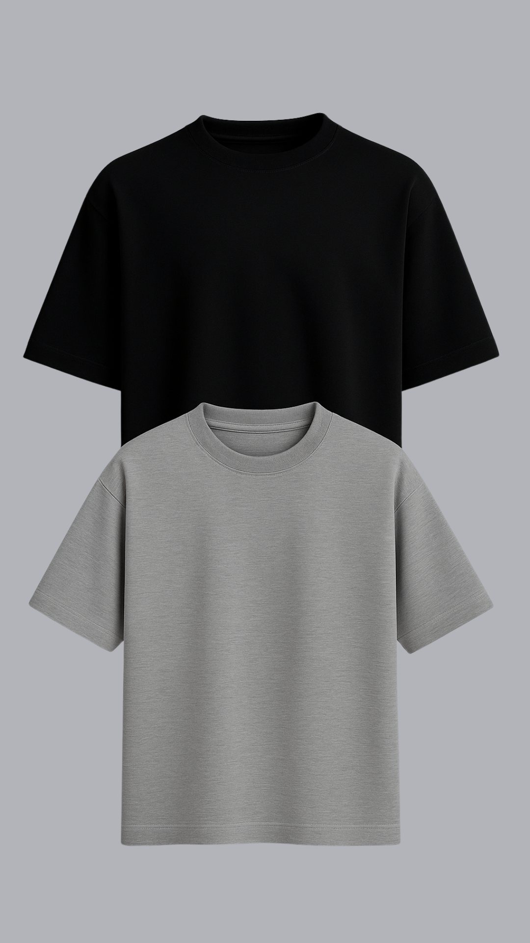 KIT 2 CAMISETAS OVERSIZED PRETA E CINZA MESCLA