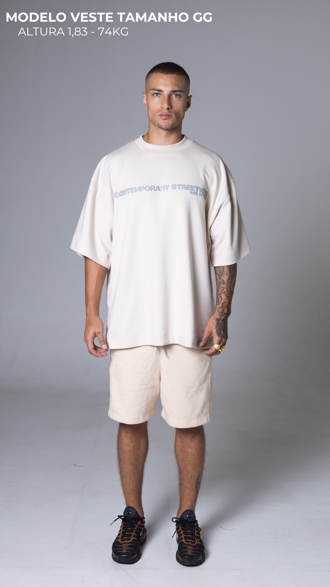 CAMISETA OVERSIZED MOLETOM STREETWEAR CONTEMPORANY VANILLA