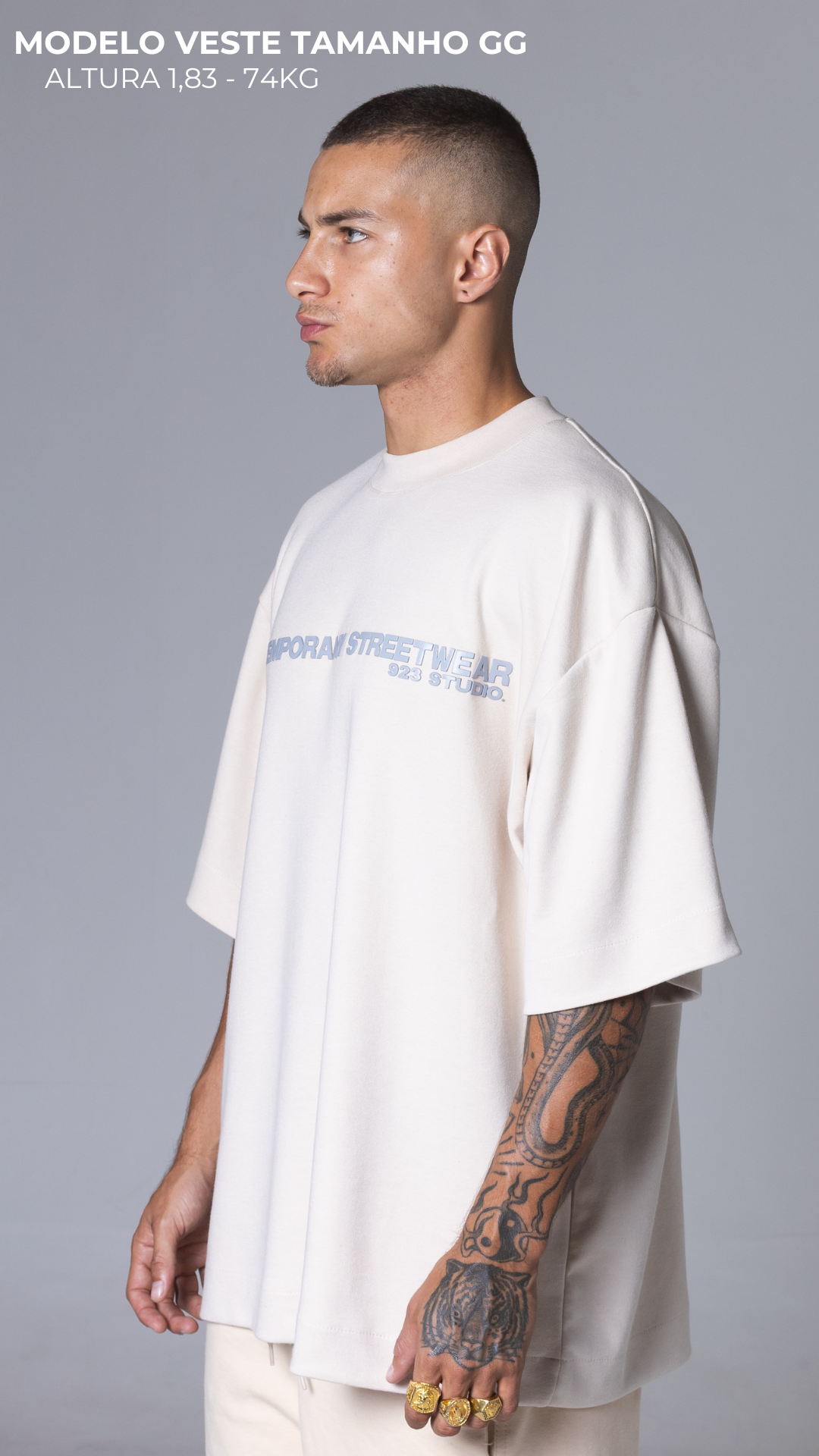 CAMISETA OVERSIZED MOLETOM STREETWEAR CONTEMPORANY VANILLA