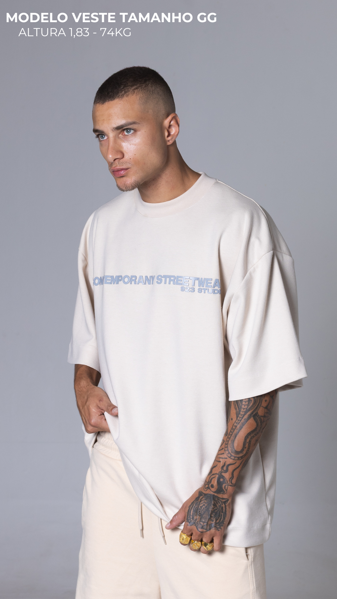 CAMISETA OVERSIZED MOLETOM STREETWEAR CONTEMPORANY VANILLA