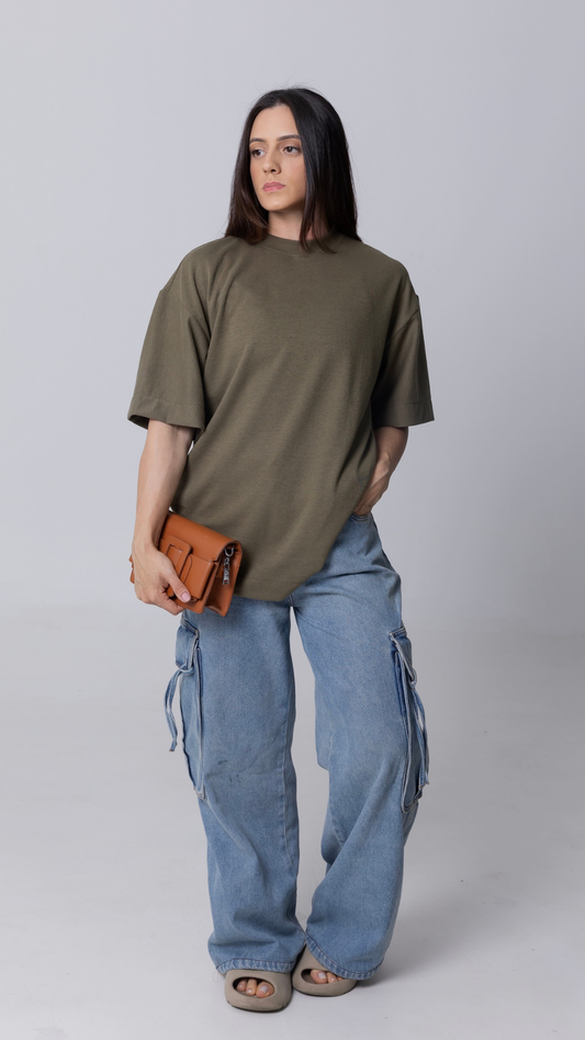 CAMISETA OVERSIZED VERDE AZEITONA
