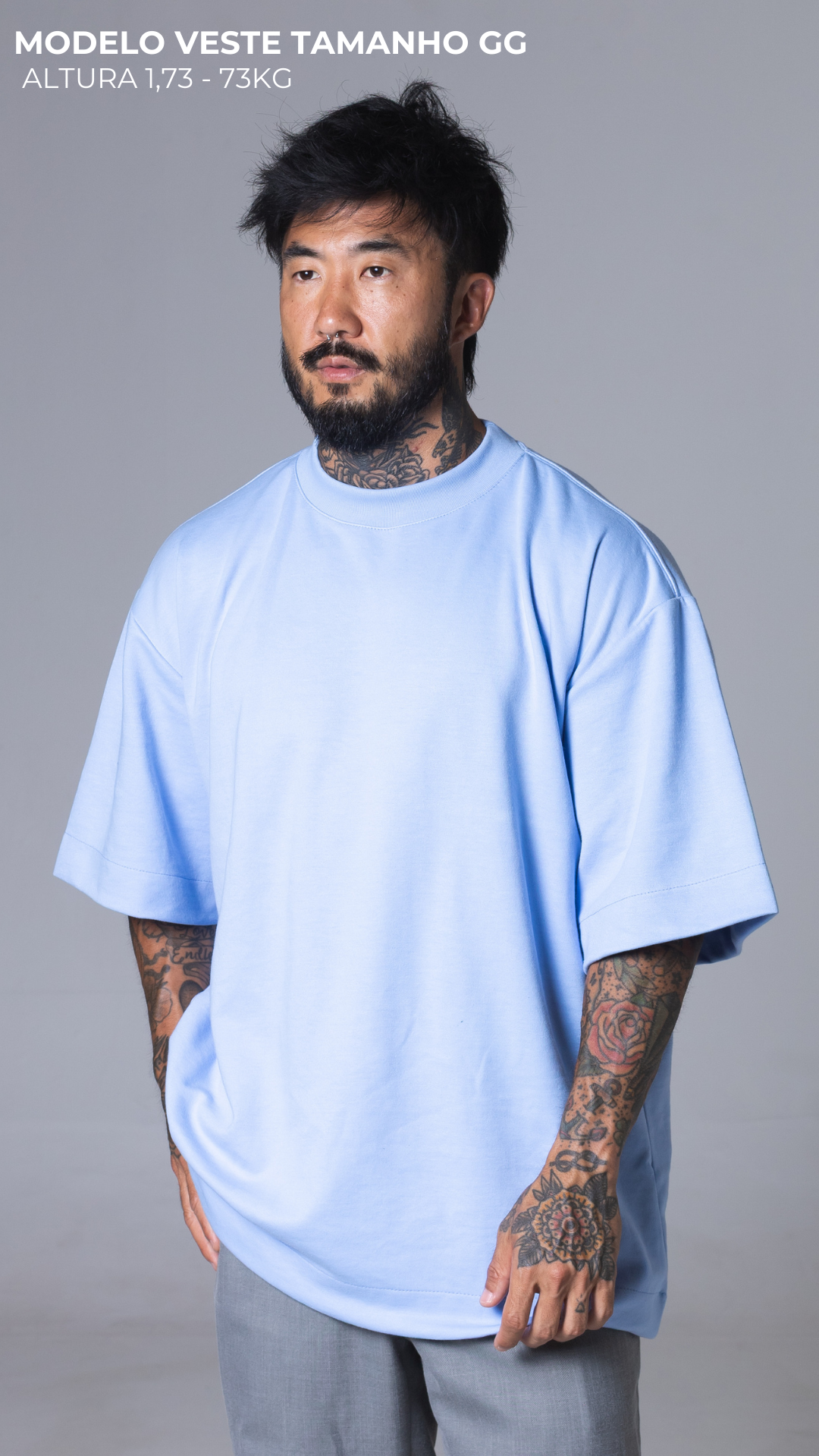 CAMISETA OVERSIZED MOLETOM AZUL