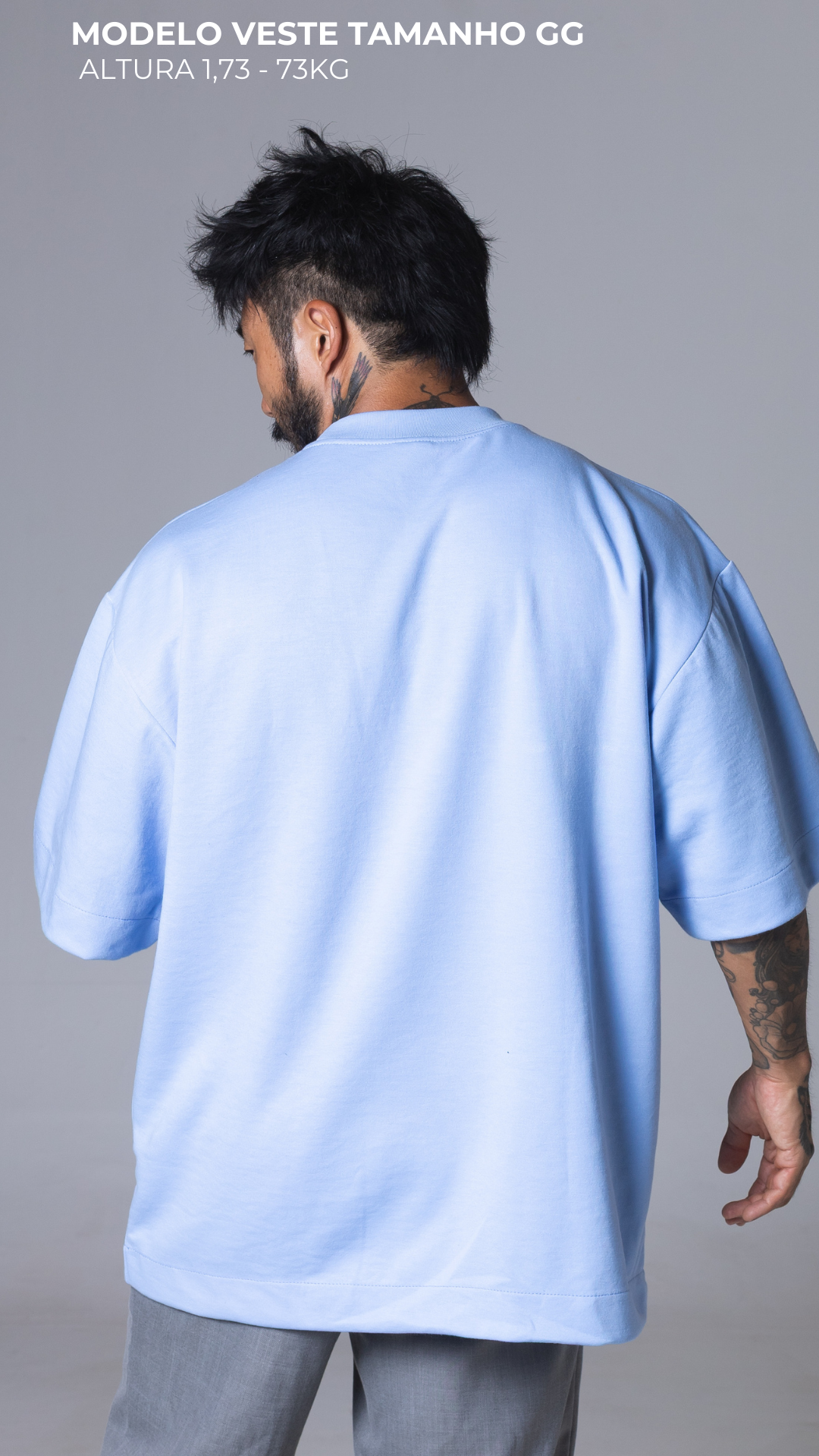 CAMISETA OVERSIZED MOLETOM AZUL
