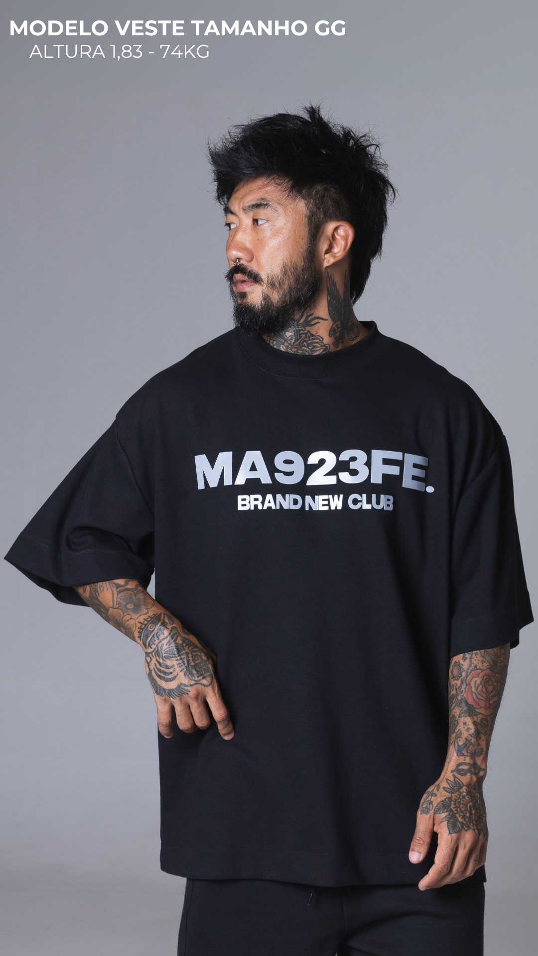 CAMISETA OVERSIZED MA923FE BRAND NEW CLUB PRETA