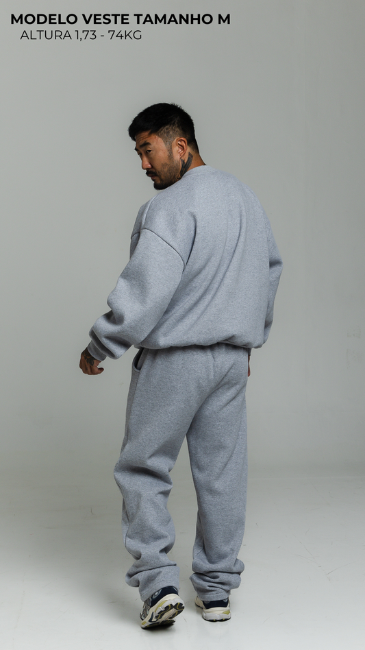 CONJUNTO DE MOLETOM CINZA MESCLA SEM TOUCA