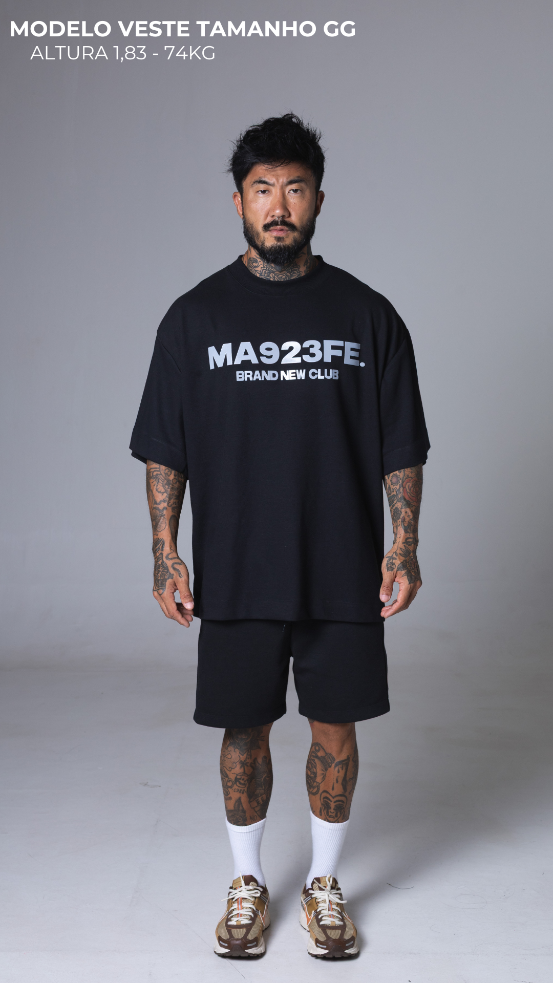 CAMISETA OVERSIZED MA923FE BRAND NEW CLUB PRETA