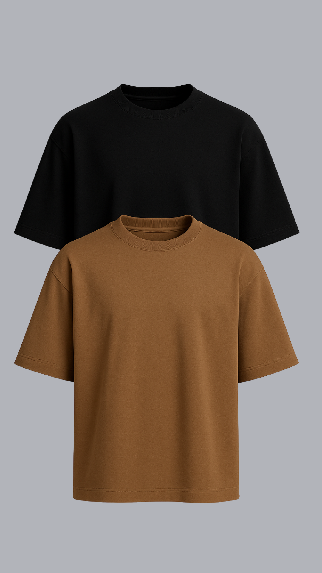 KIT 2 CAMISETAS OVERSIZED CARAMEL E PRETA