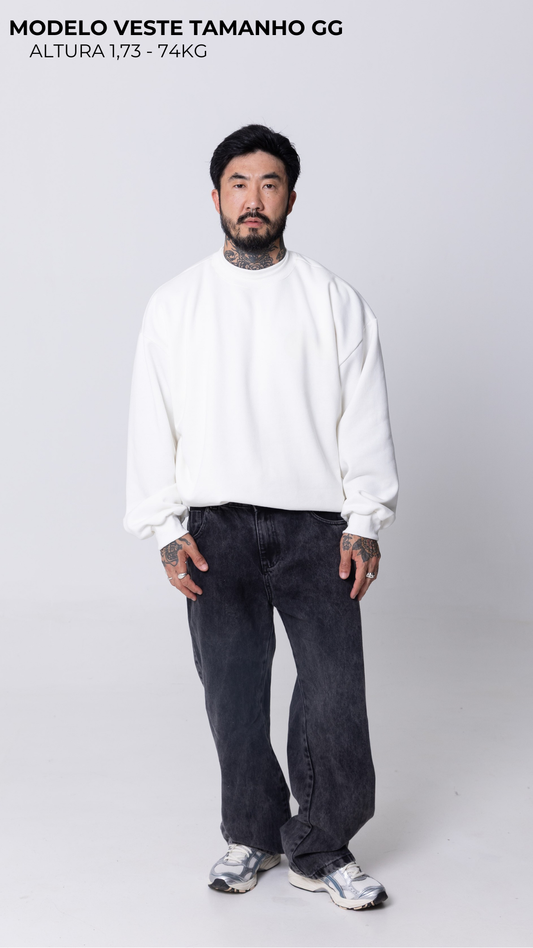 BLUSA DE MOLETOM OFF WHITE