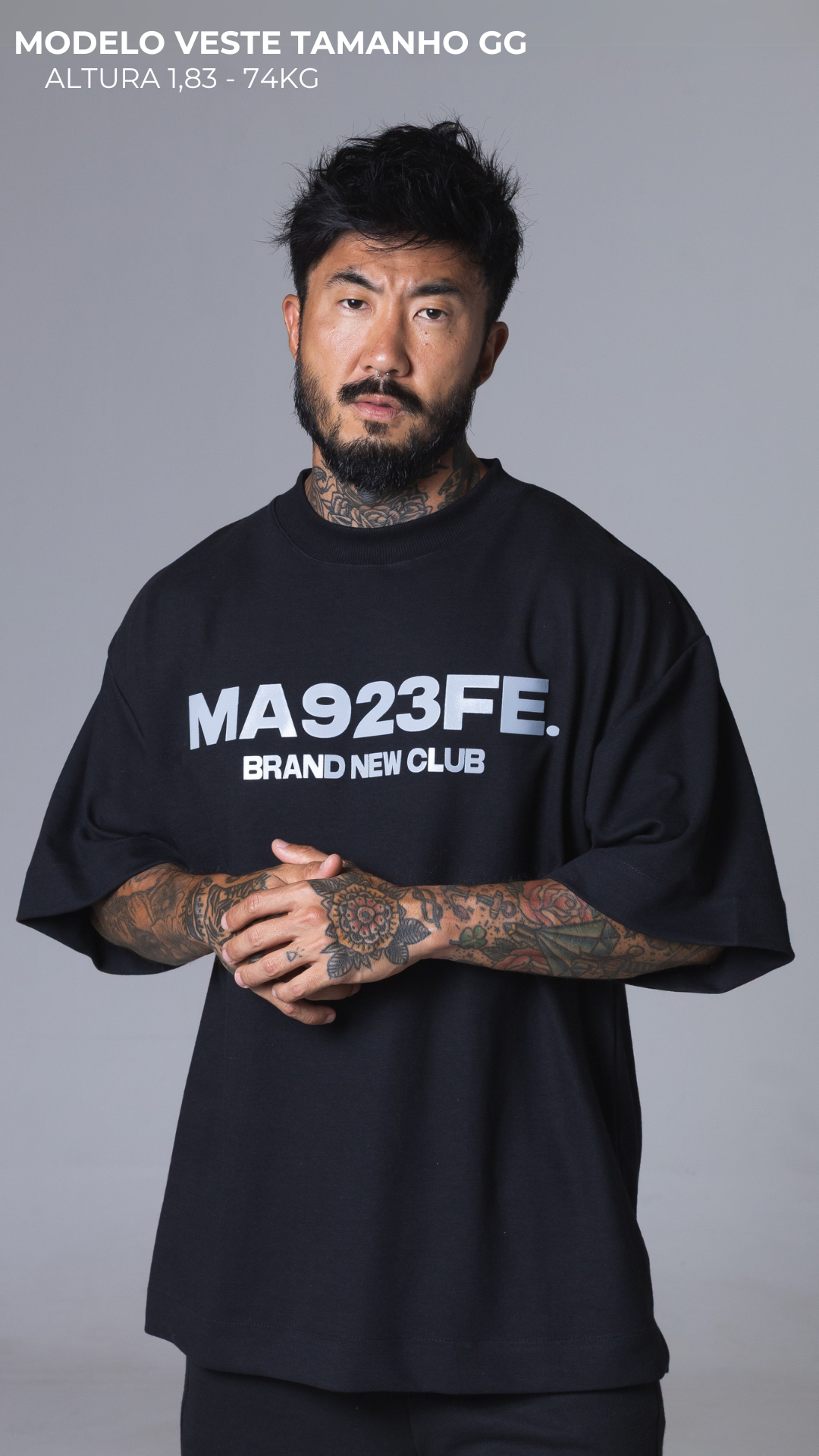 CAMISETA OVERSIZED MA923FE BRAND NEW CLUB PRETA