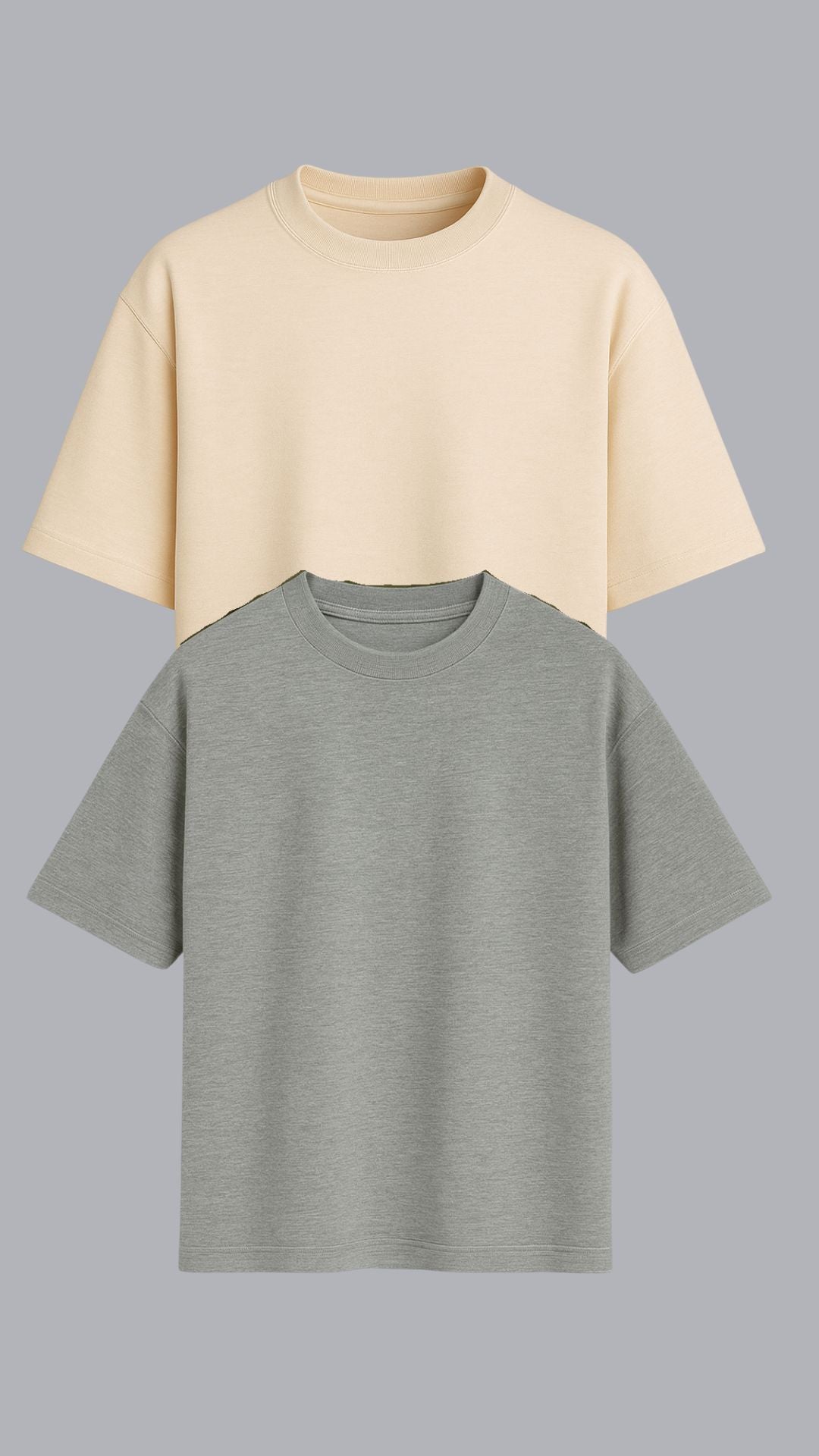 KIT 2 CAMISETAS OVERSIZED CINZA ELEFANTE E VANILLA