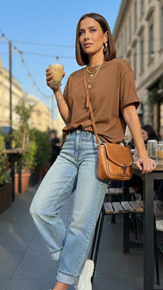CAMISETA OVERSIZED CARAMEL