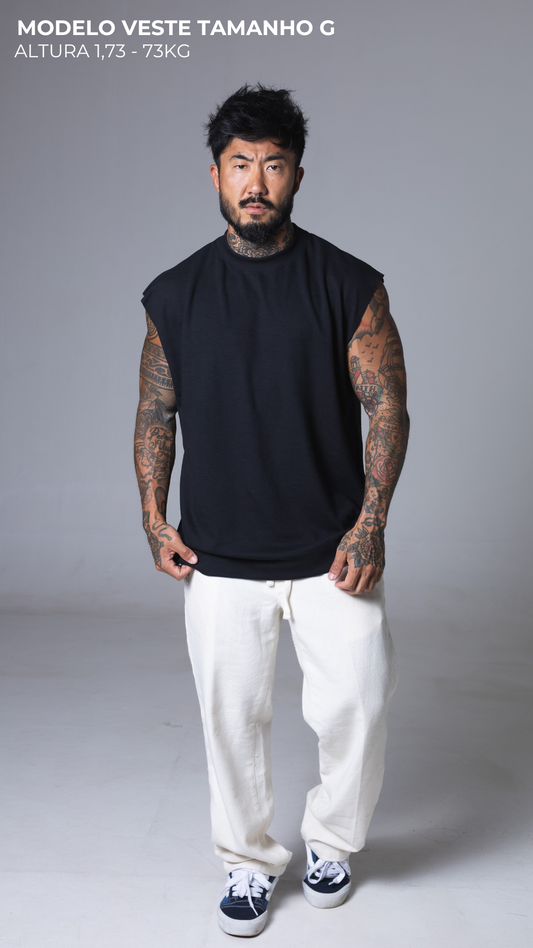 REGATA MASCULINA MACHÃO PRETA