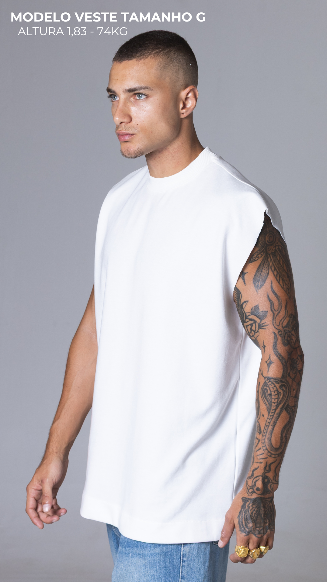 REGATA MASCULINA MACHÃO OFF WHITE