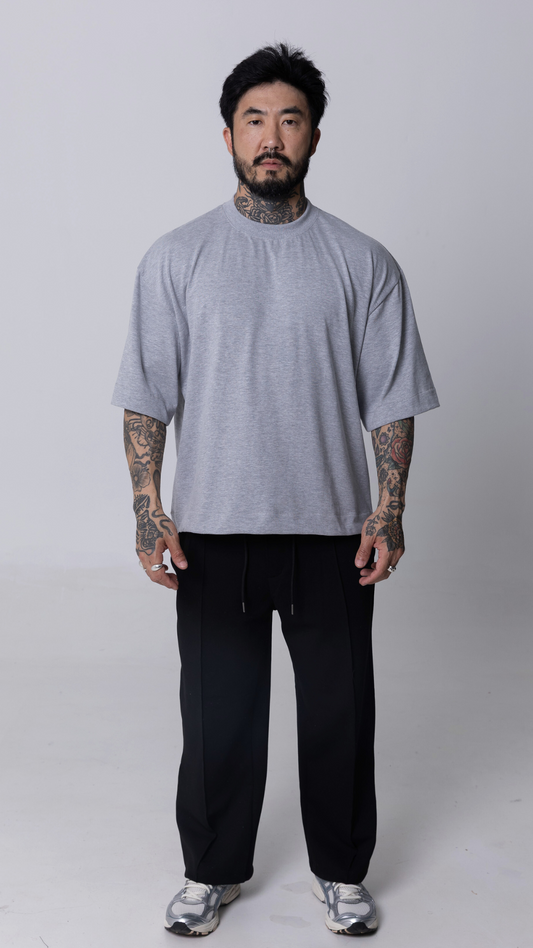 CAMISETA BOXY OVERSIZED CINZA MESCLA
