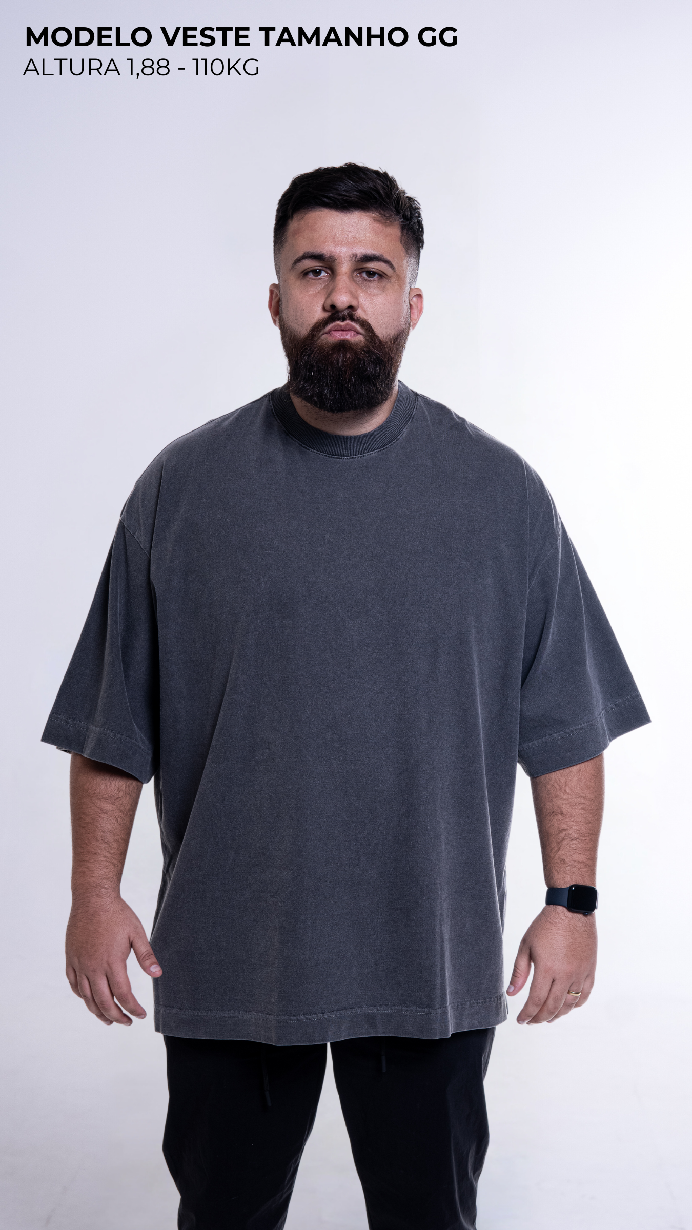 Camiseta Oversized Estonada Cinza Chumbo