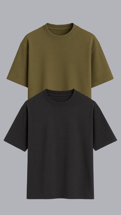 KIT 2 CAMISETAS OVERSIZED VERDE E CINZA ASFALTO