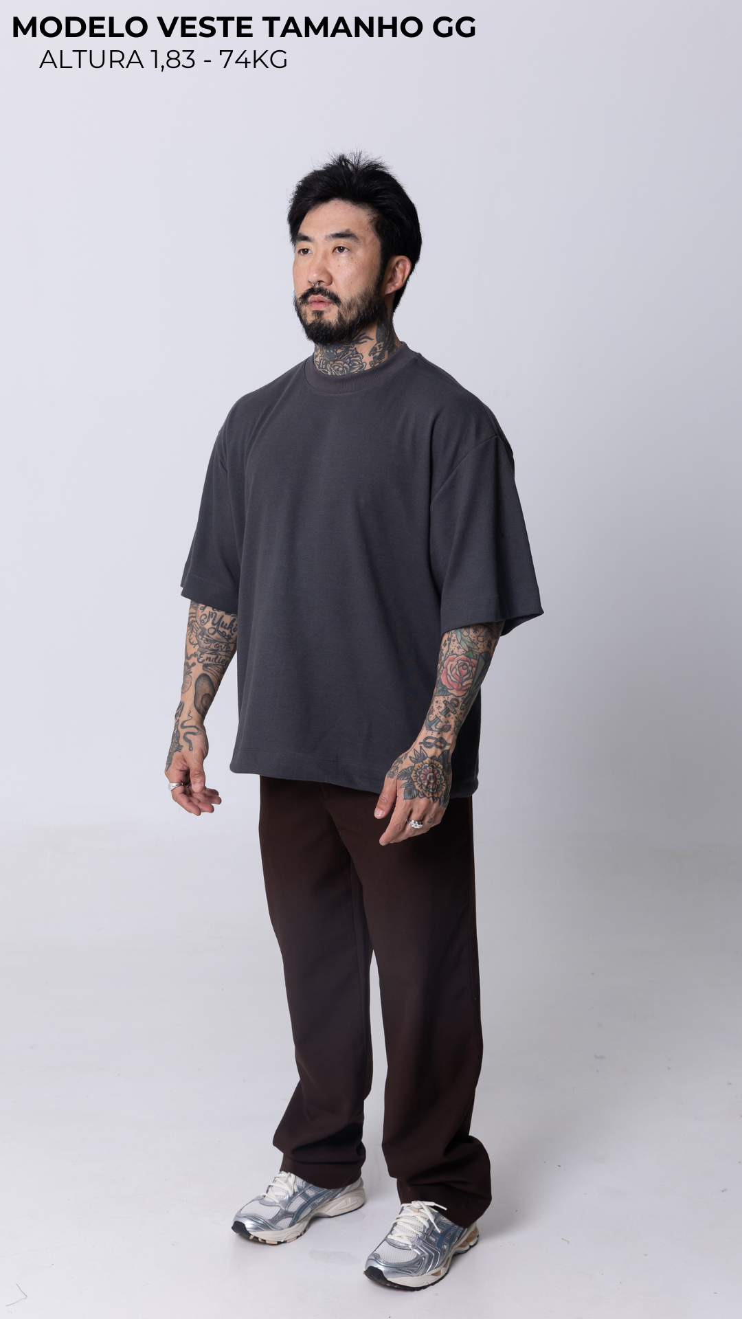 CAMISETA BOXY OVERSIZED CINZA ASFALTO
