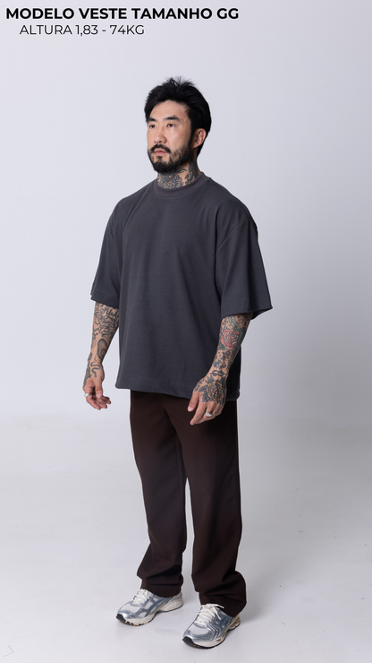 CAMISETA BOXY OVERSIZED CINZA ASFALTO