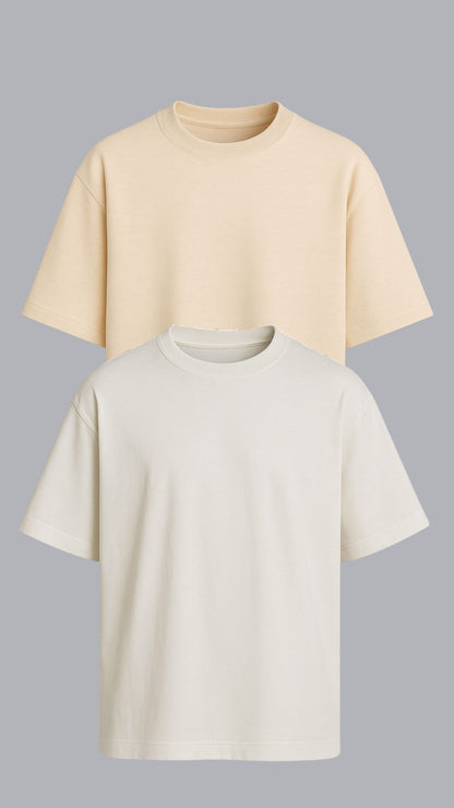 KIT 2 CAMISETAS OVERSIZED OFF WHITE E VANILLA
