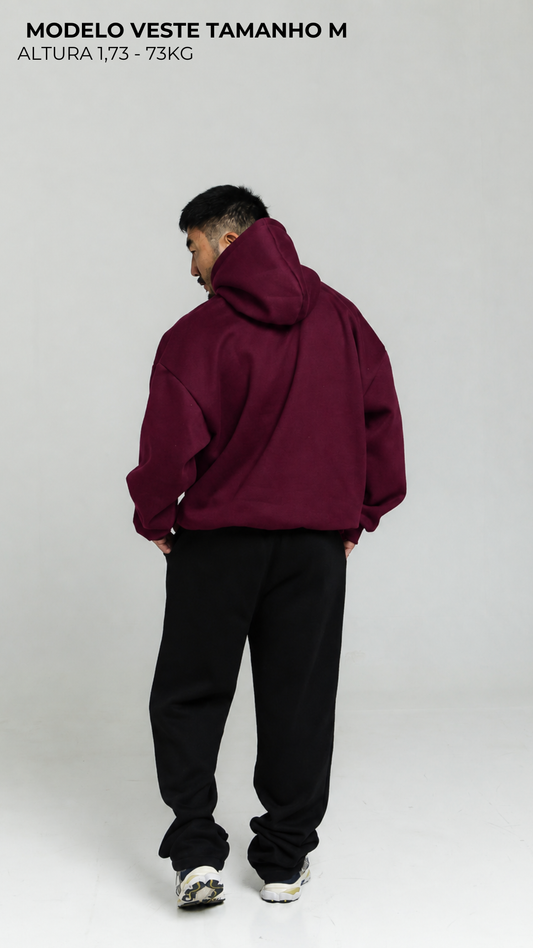 BLUSA DE MOLETOM MARSALA COM TOUCA