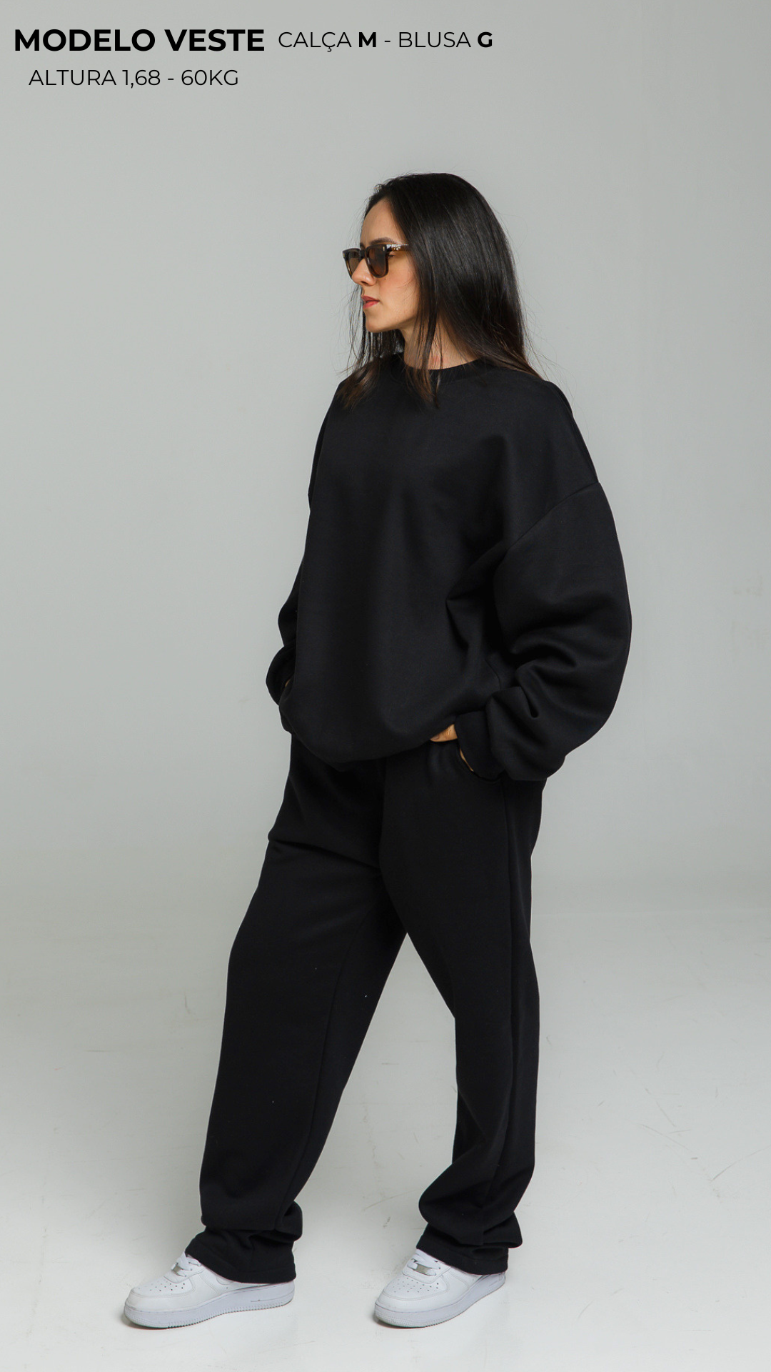 BLUSA DE MOLETOM SEM TOUCA PRETA