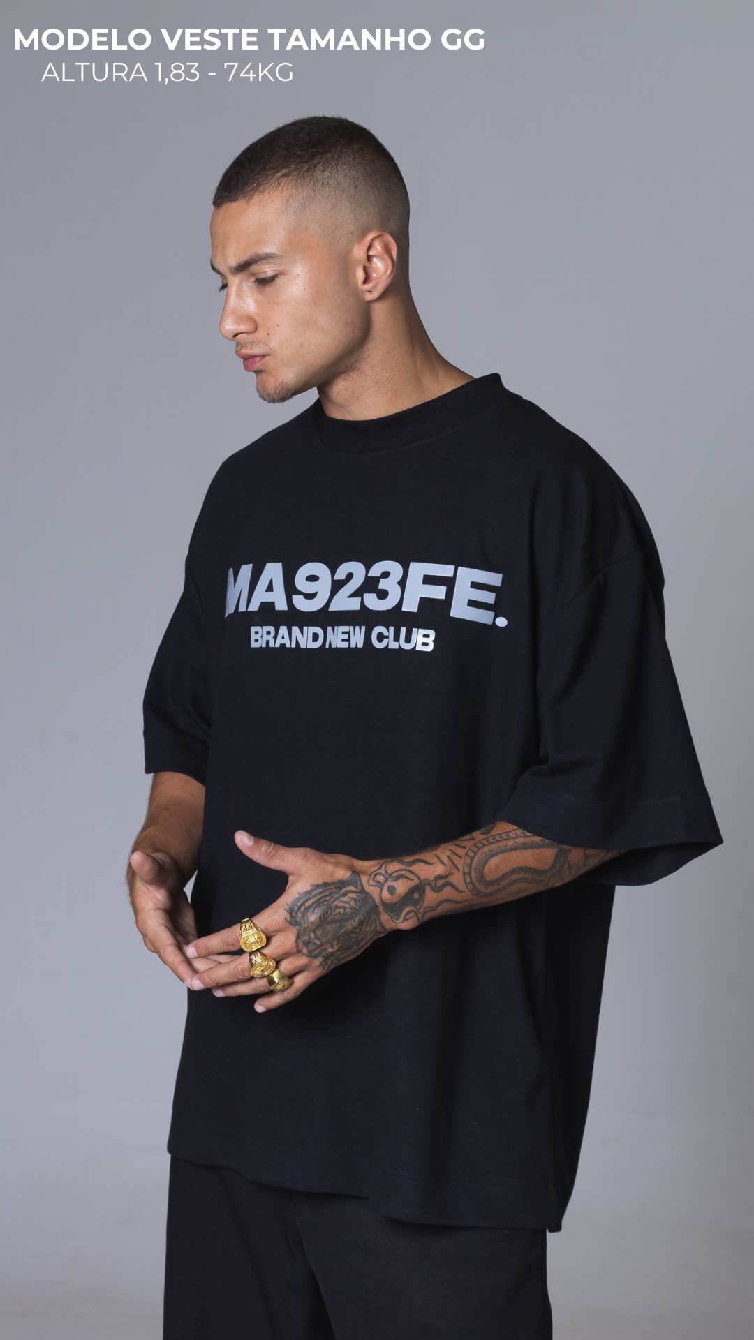 CAMISETA OVERSIZED MA923FE BRAND NEW CLUB PRETA