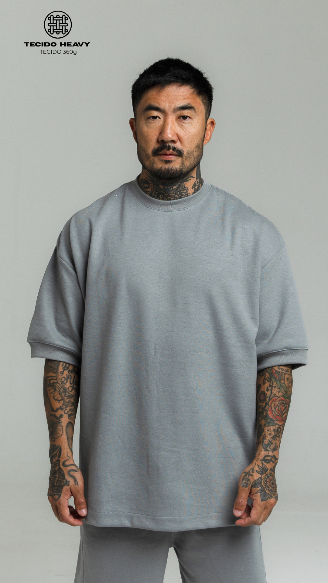 CAMISETA REGULAR FIT HEAVY CINZA GELATO