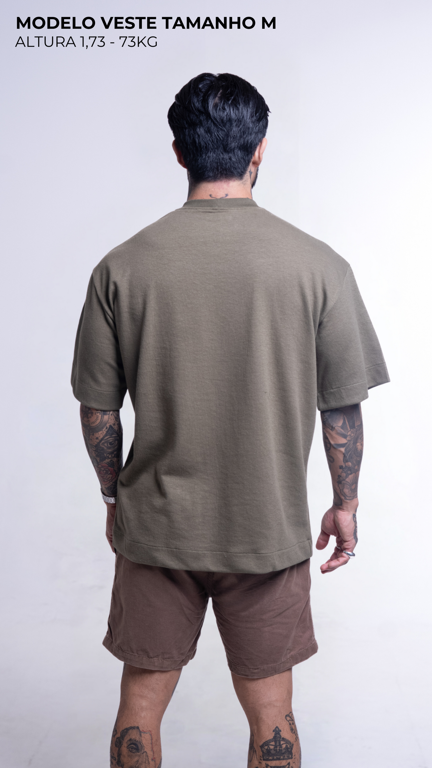 KIT 3 CAMISETAS  OVERSIZED  MASCULINAS CINZA ASFALTO, OFF WHITE E VERDE AZEITONA