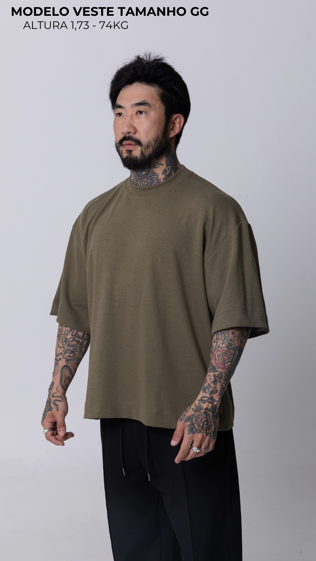CAMISETA BOXY OVERSIZED VERDE AZEITONA