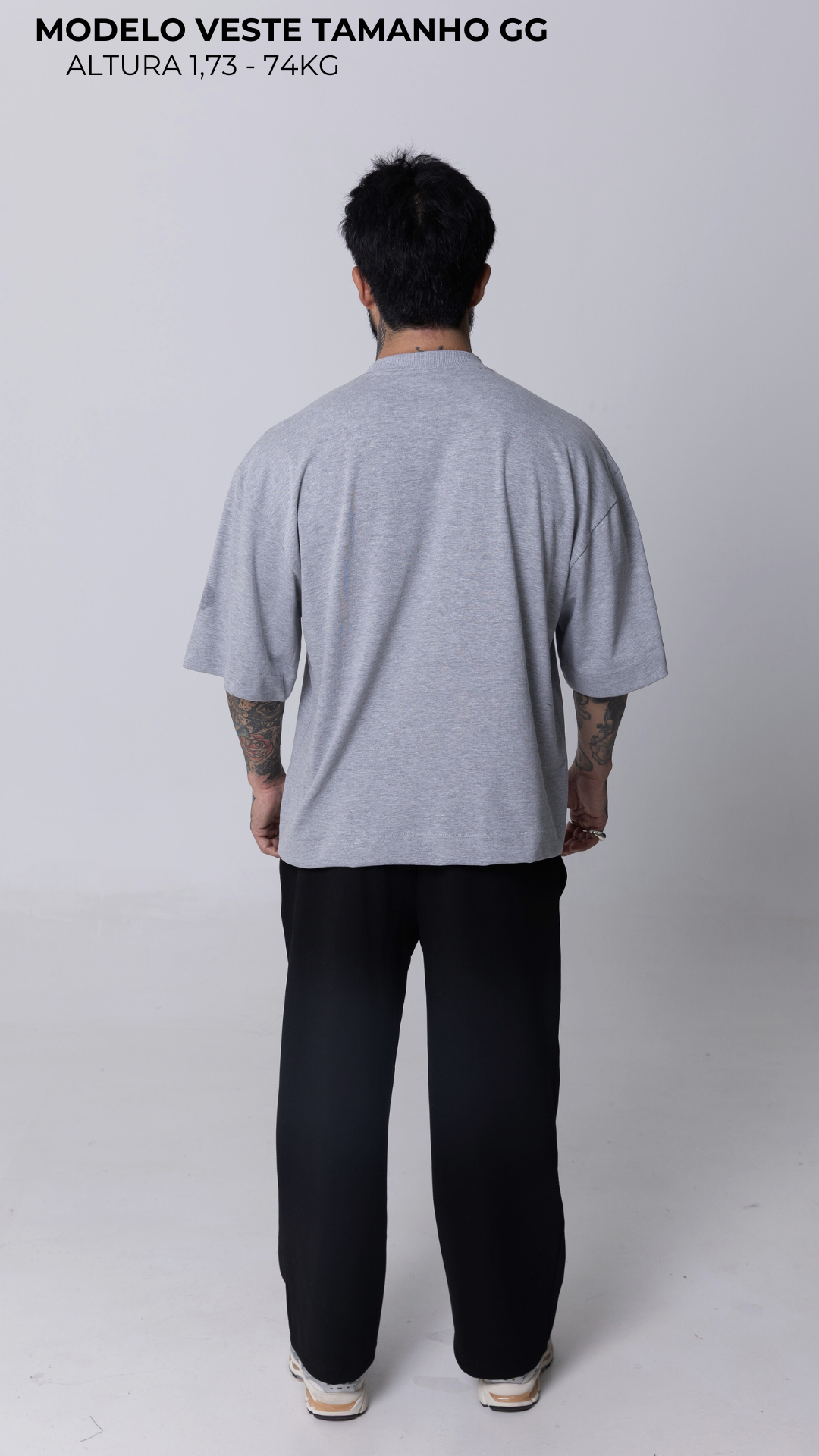 CAMISETA BOXY OVERSIZED CINZA MESCLA