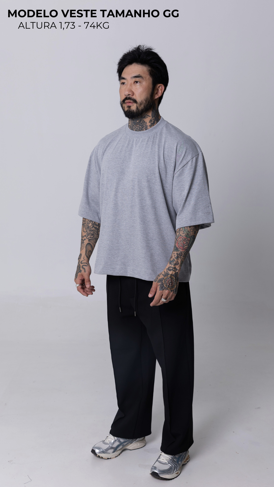 CAMISETA BOXY OVERSIZED CINZA MESCLA