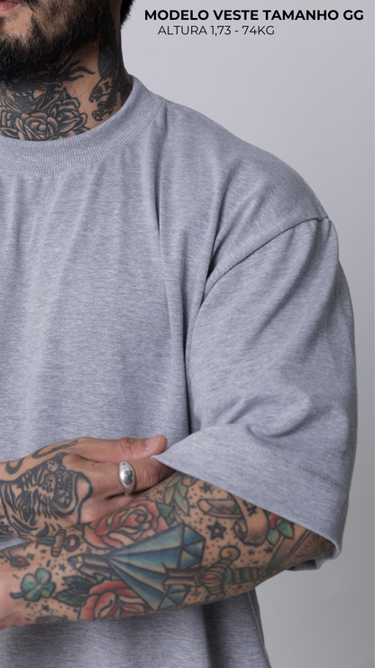 CAMISETA BOXY OVERSIZED CINZA MESCLA