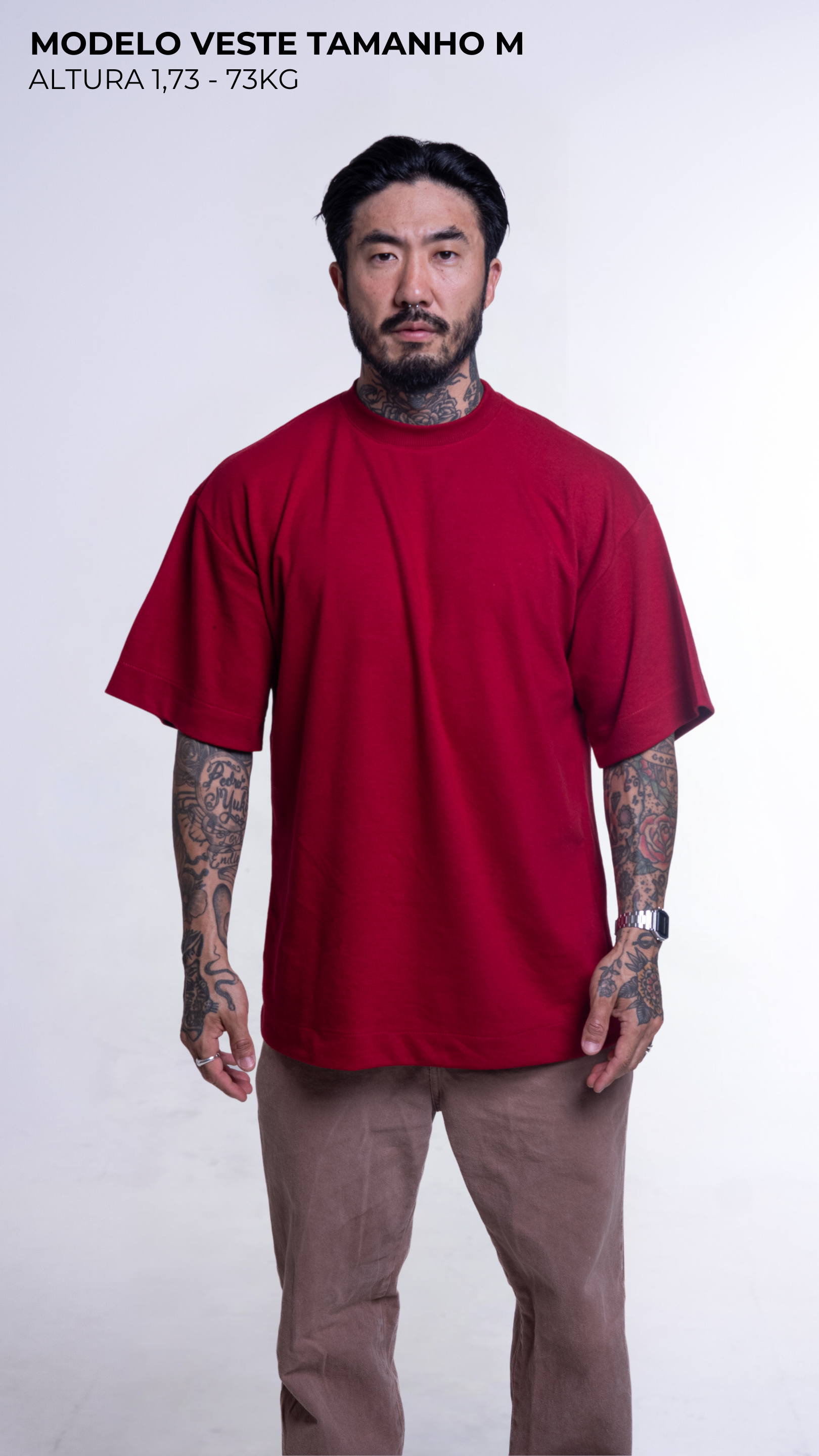 KIT 3 CAMISETAS  OVERSIZED  MASCULINAS CINZA ASFALTO, VERMELHA E VANILLA