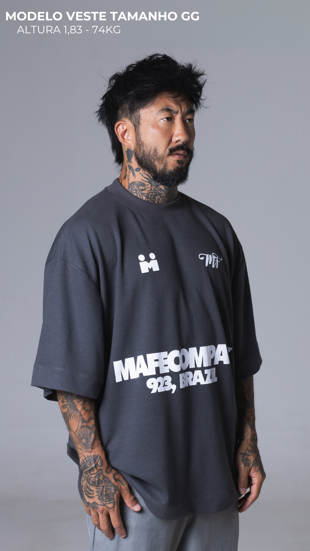 CAMISETA OVERSIZED SPORTCORE CINZA ASFALTO